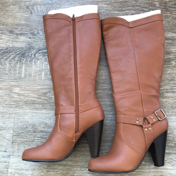 JustFab Brown Knee High Boots - Picture 2 of 5